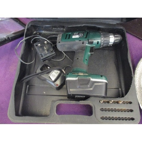 121 - PERFORMANCE POWER 12V CORDLESS DRILL, WITH CHARGER, SOCKETS AND BITS. ALSO A WICKES 15.6V DRILL/ DRI... 