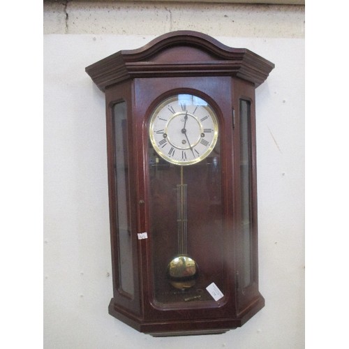 134 - VIENNA STYLE CLOCK, WESTMINSTER CHIME, PENDULUM. GOOD CONDITION.