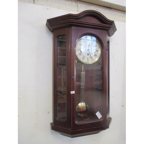 134 - VIENNA STYLE CLOCK, WESTMINSTER CHIME, PENDULUM. GOOD CONDITION.