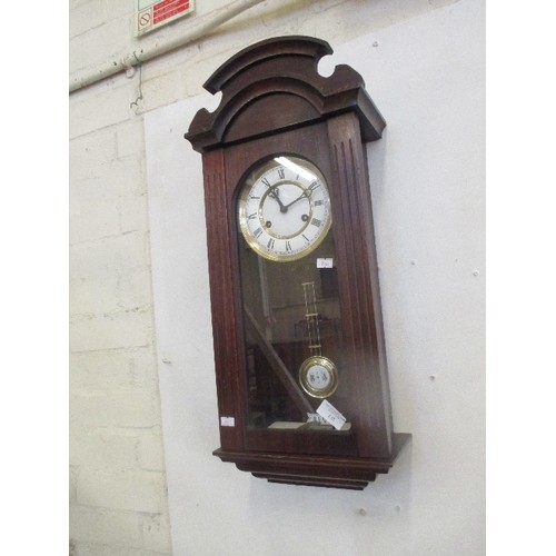 135 - VIENNA STYLE WALL CLOCK WITH PENDULUM.