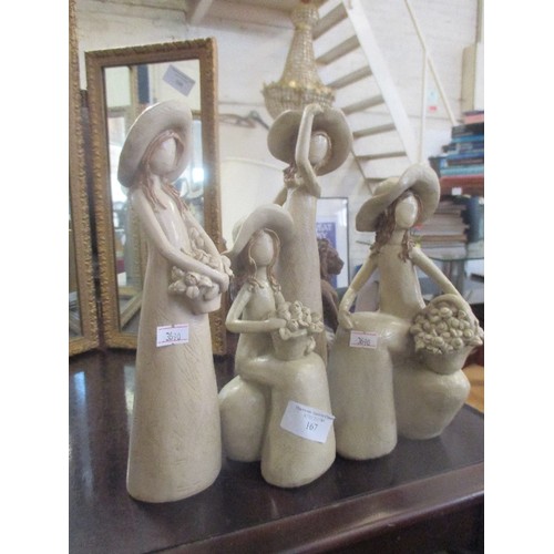 167 - COLLECTION OF CONTEMPORARY CERAMIC FIGURES. TALLEST APPROX 28CM H.