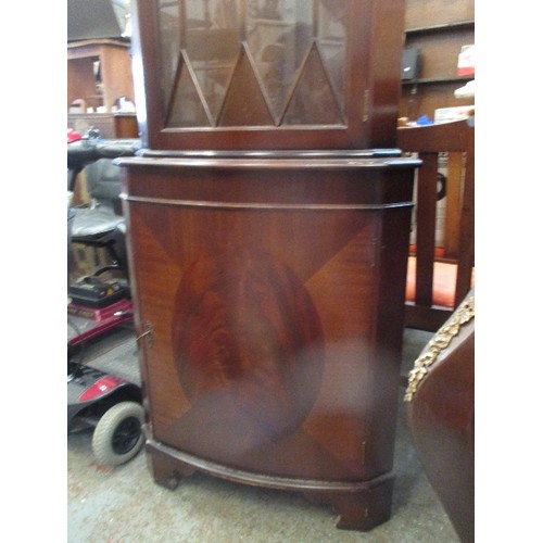 335 - 20TH CENTURY REPRO MAHOGANY CORNER CUPBOARD