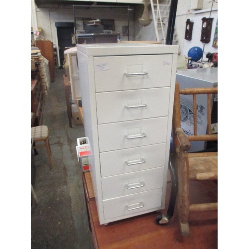 251 - WHITE METAL INDEX 6 DRAWER FILING CABINET