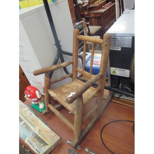 254 - VINTAGE CHILDS/DOLLS WOODEN  ROCKING CHAIR