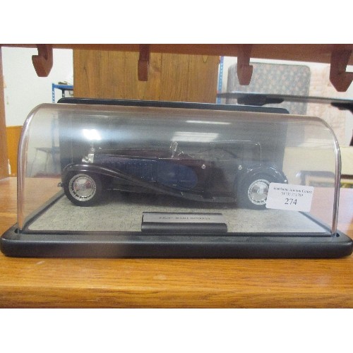 274 - FRANKLIN MINT DIE-CAST 1:24 SCALE BUGATTI ROYALE NAPOLEON MODEL IN DISPLAY CASE