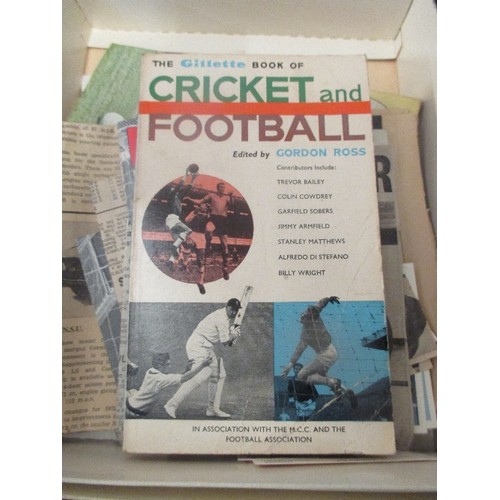 278 - SMALL BOX OF FOOTBALL MEMORABILIA,   WORLD CUP DAILY MIRROR 1966,FAMOUS FOOTBALLERS BOOKS, NEWSPAPER... 