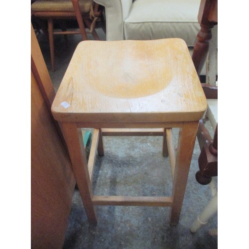 280 - PAIR OF BEECH LABORATORY STOOLS