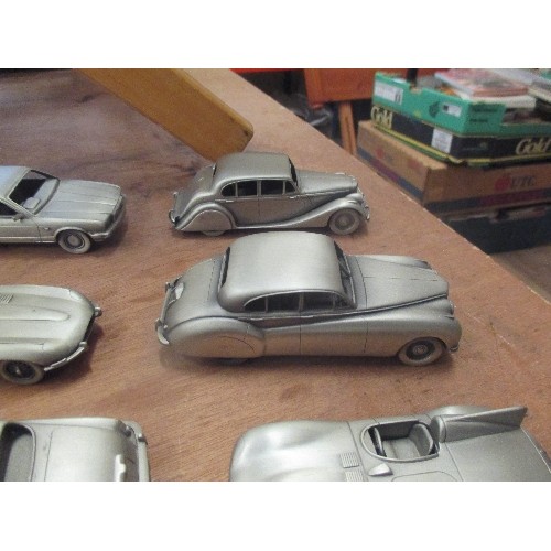 349 - 8 X PEWTER MODEL CARS - DANBURY MINT