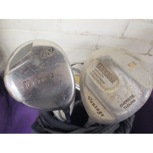 158 - GOOD QUALITY 'MASTERS' GOLF BAG, FULL OF IRONS/CLUBS ETC.