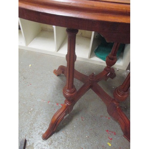 180 - OVAL INLAID EGYPTIAN TABLE. TOP APPROX 88CM L. 80CM H.