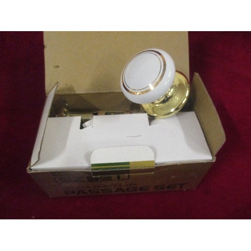 220 - LARGE QUANTITY OF BRAND-NEW/BOXED CERAMIC DOOR-KNOBS, WHITE WITH GOLD.