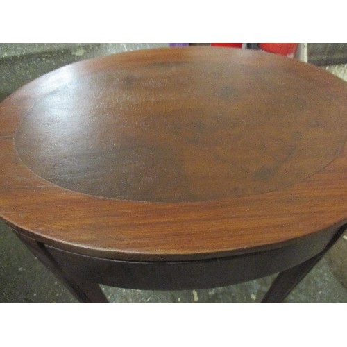 221 - OVAL SIDE TABLE - DARK WOOD. APPROX 50CM L. 53CM H.