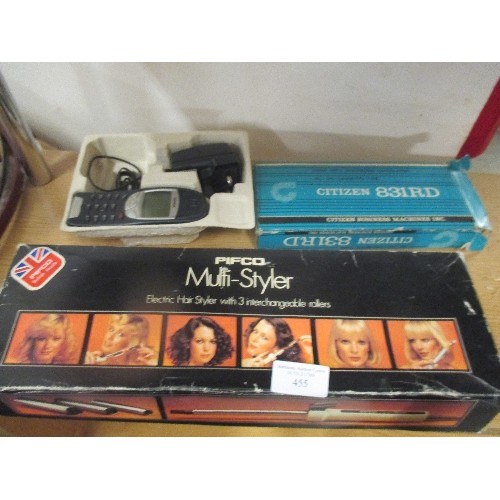 455 - PIFCO MULTI HAIR STYLER,  CITIZEN ELECTRONIC CALCULATOR AND  NOKIA PHONE AND CHARGER