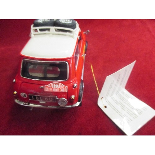 17 - 1967 MORRIS MINI COOPER S MONTE CARLO   RALLY 1:24 SCALE FRANKLIN MINT