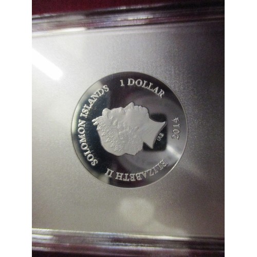 19 - SOLOMON ISLANDS PROOF 1 DOLLAR COIN 2014(.999 SILVER PLATED ON COPPER) - MUSEUM COLLECTION WITH GUST... 