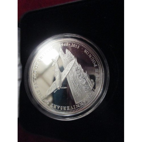 23 - BATTLE OF BRITAIN £5 SILVER PROOF COIN 2015 BY THE JUBILEE MINT - WITH CASE AND CERTIFICATE