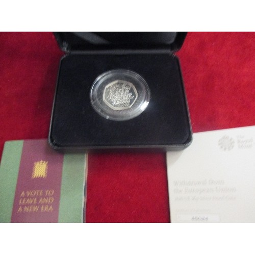 24 - 2020 ROYAL MINT STERLING SILVER PROOF 50P COIN COMMEMORATING WITHDRAWAL FROM THE EUROPEAN UNION - IN... 