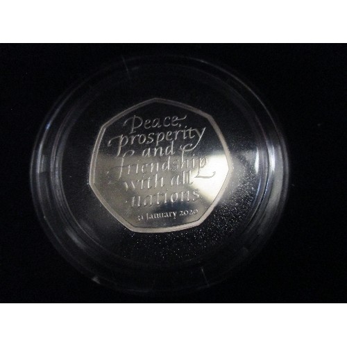 24 - 2020 ROYAL MINT STERLING SILVER PROOF 50P COIN COMMEMORATING WITHDRAWAL FROM THE EUROPEAN UNION - IN... 