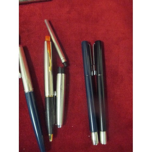 55 - COLLECTION OF FOUNTAIN PENS AND BALLPOINTS INC PARKER, PARKER 45 . ALSO A PITCH TUNER