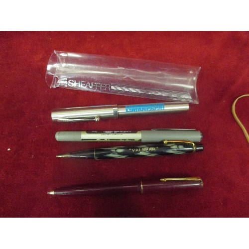 57 - COLLECTION OF PENS AND PENCILS INC SHEAFFER WITH EDMUNDSON LOGO, MAHLE MULTI COLOURED BALLPOINT, 