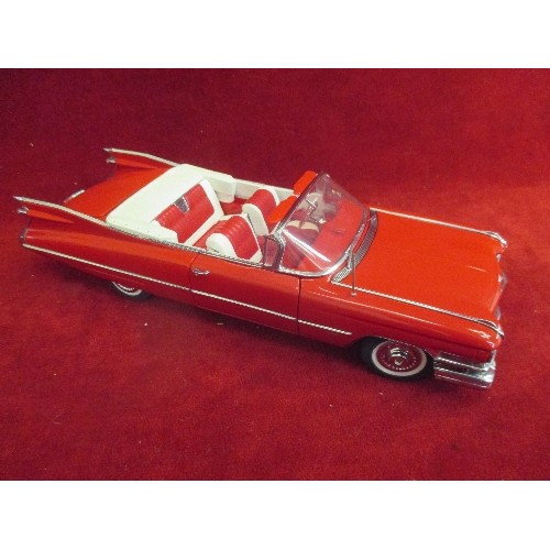 3 - DANBURY MINT DIE CAST MODEL VEHICLE CADILLAC 1959  CONVERTIBLE IN RED  - SERIES 62 WITH CERTIFICATE