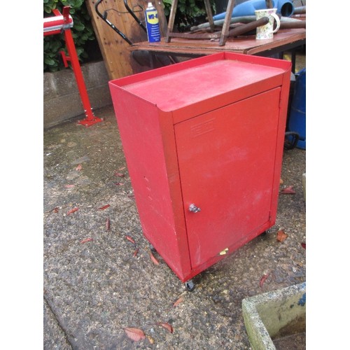 478 - RED METAL LOCKER CABINET ON CASTORS