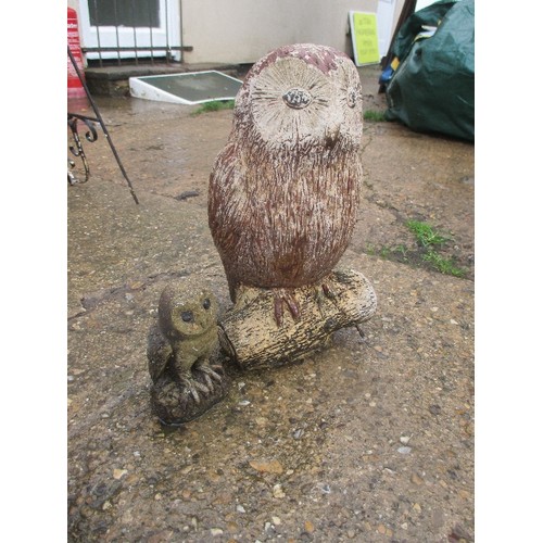 487 - HEAVY CONCRETE OWL & A SMALL OWL