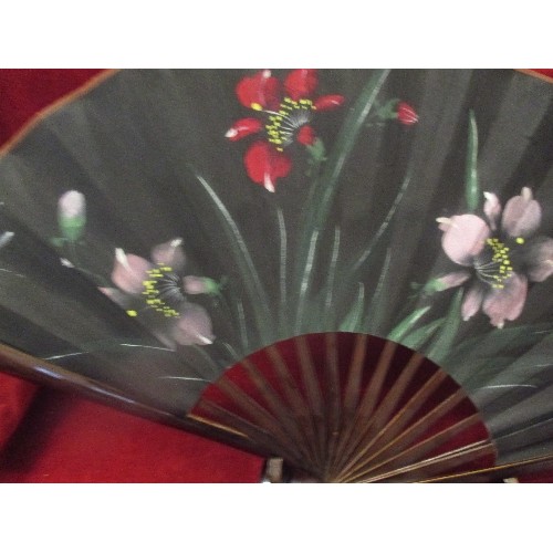 66A - HAND PAINTED CHINESE FAN WITH SIGNATURE ON A STAND