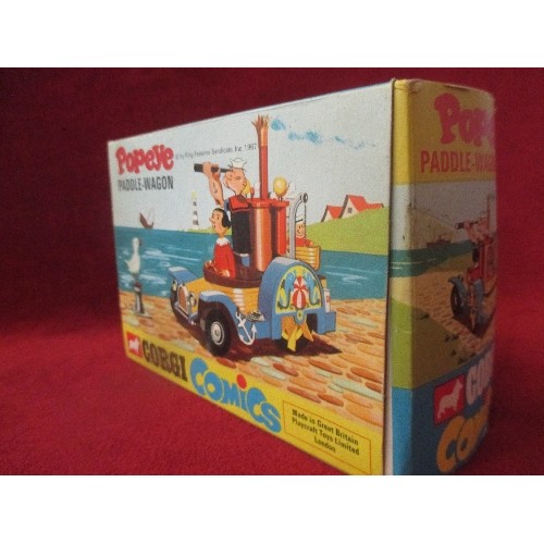 372 - ORIGINAL CORGI COMICS DIE CAST POPEYE PADDLE-WAGON 802 IN THE ORIGINAL PERIOD BOX 1967. VERY GOOD CO... 