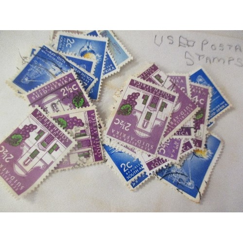 312 - SMALL COLLECTION OF BRITISH AND WORLD STAMPS. INCLUDES VICTORIA PENNY LILAC, HALF PENNY ORANGE. 2.5 ... 