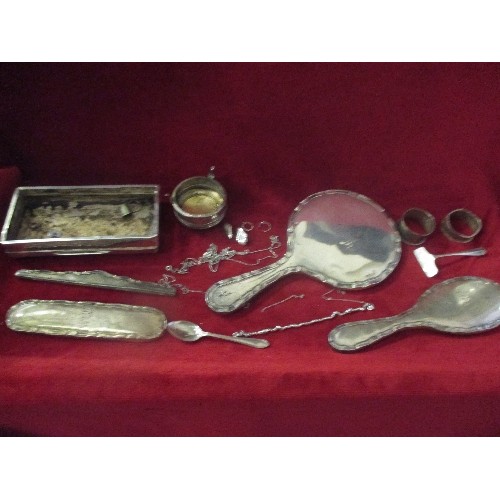 140 - QUANTITY OF HALLMARKED SCRAP SILVER. 280 GRAMS UNWEIGHTED, 340 GRAMS WEIGHTED (HANDLES OF BRUSH AND ... 