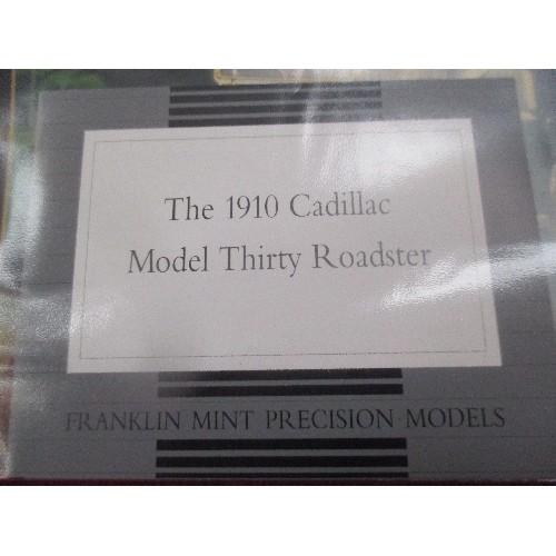 367 - FRANKLIN MINT DIE CAST 1:24 SCALE 1910 CADILLAC MODEL THIRTY ROADSTER - OPENING BONNET - WITH CERTIF... 