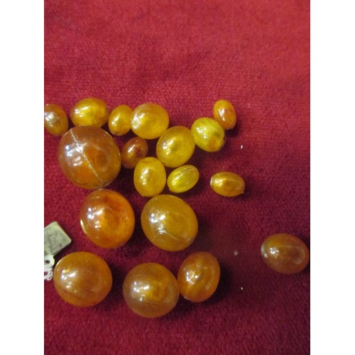 29 - MIXED LOT INC GRADUATED AMBER BEADS FOR RE-STRINGING, A 925 SILVER RING WITH LARGE OVAL CLEAR FACETE... 