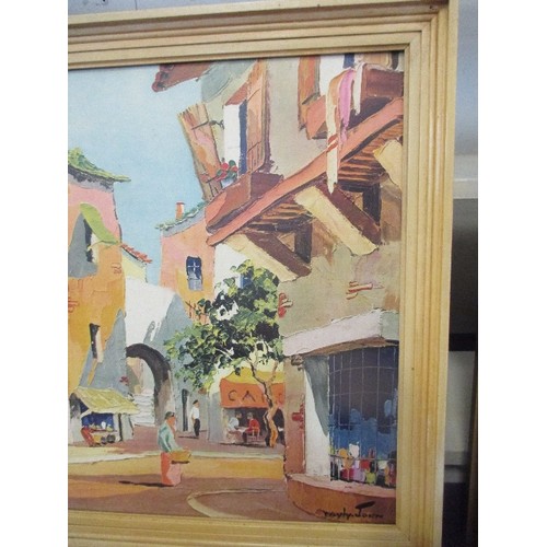 188 - D'OYLY JOHN (1906 - 1993) ORIGINAL 1950'S D'OYLY JOHN PRINT OF VALBONNE, IN THE FRENCH RIVIERA. ORIG... 