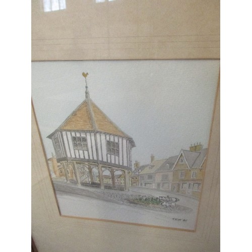 162 - ORIGINAL WATERCOLOUR OF THE BUTTER CROSS, WYMONDHAM, NORFOLK. SIGNED BY THE ARTIST T KITT, 1985. GIL... 