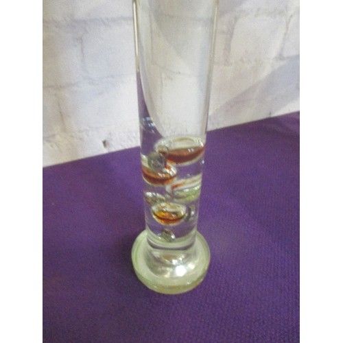 256 - A LARGE AND HEAVY GLASS GALILEO THERMOMETER  - 43CM