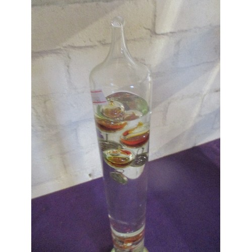 256 - A LARGE AND HEAVY GLASS GALILEO THERMOMETER  - 43CM