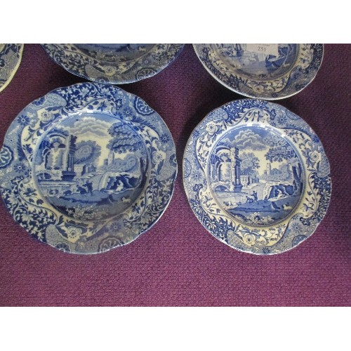 251 - 7 PIECES OF SPODE ITALIAN (5 WITH OLD OVAL MARK). INCLUDES 2 X DIVIDED CAKE OR SANDWICH PLATES - ALL... 