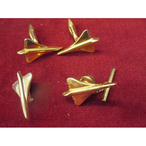 109 - CUFFLINKS AND TIE TACKS INC DIAMOND CUT 22CT GOLD PLATED IN BOX, TIE CLIP AND DRESS STUDS IN GILT ME... 