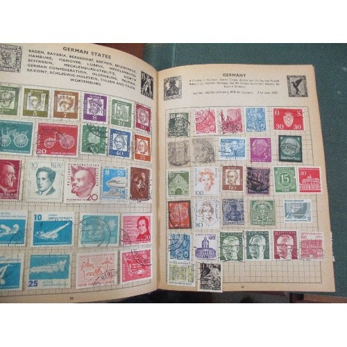 314 - A GOOD COLLECTION OF STAMPS IN THREE ALBUMS :- 1) A MID 20TH CENTURY MOVALEAF ALBUM - WORLDWIDE - A ... 