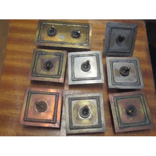 451 - 8 X 1920'S LIGHT SWITCHES - PLATED BRASS - 