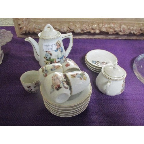 249 - AN EDWARDIAN PERIOD GERMAN PORCELAIN NURSERY TEA SET WITH DIFFERENT DESIGNS OF CHILDREN PLAYING. INC... 