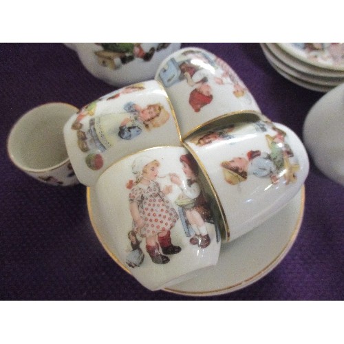 249 - AN EDWARDIAN PERIOD GERMAN PORCELAIN NURSERY TEA SET WITH DIFFERENT DESIGNS OF CHILDREN PLAYING. INC... 