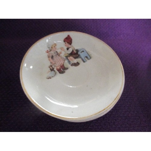 249 - AN EDWARDIAN PERIOD GERMAN PORCELAIN NURSERY TEA SET WITH DIFFERENT DESIGNS OF CHILDREN PLAYING. INC... 