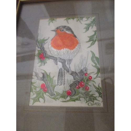 168 - A COLLECTION OF 13 x J & J CASH COVENTY WOVEN SILK BIRD PICTURES - BRITISH GARDEN BIRDS - ALL FRAMED... 