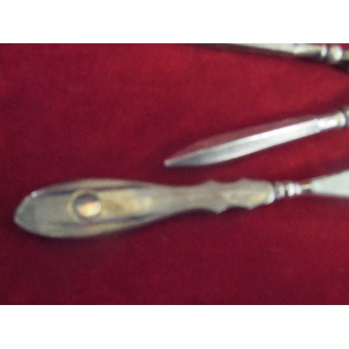 127 - ART NOUVEAU SILVER BUTTON HOOK (BIRM 1895), & SILVER HANDLED SHOE HORN (BIRM 1921) & SILVER PLATED N... 