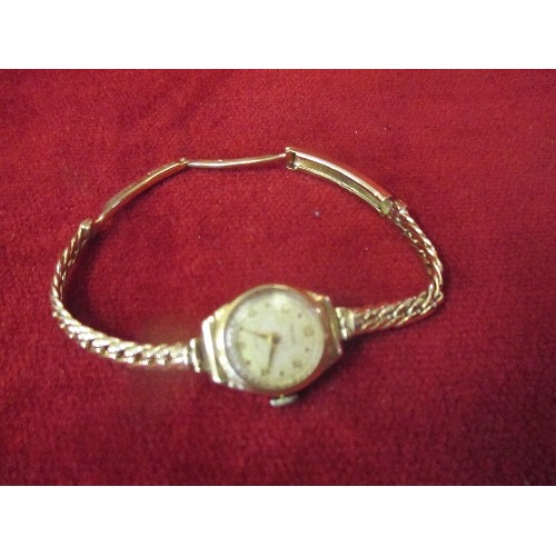 51 - VINTAGE 9CT GOLD ROTARY WRIST-WATCH AND STRAP 1958 GOLD WEIGHT WITHOUT WORKS 11.40GR