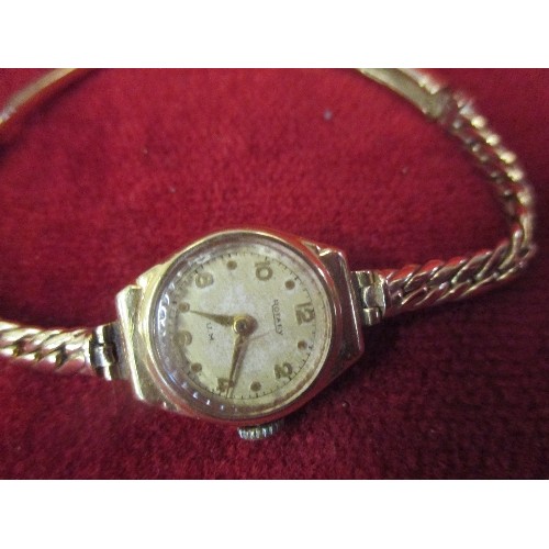 51 - VINTAGE 9CT GOLD ROTARY WRIST-WATCH AND STRAP 1958 GOLD WEIGHT WITHOUT WORKS 11.40GR