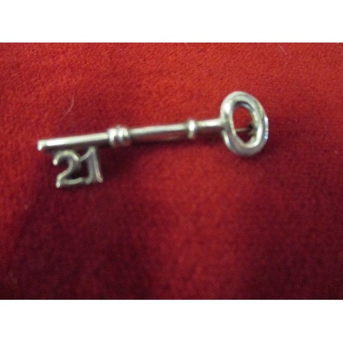 26 - A VINTAGE SILVER 21ST BIRTHDAY KEY MARKED 