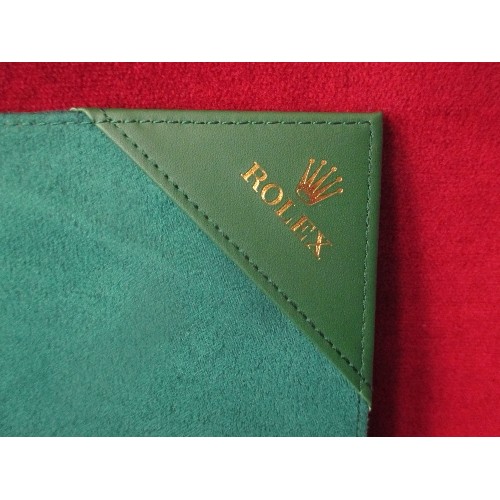 61 - GREEN LEATHER ROLEX DOCUMENT FOLDER - VERY GOOD QUALITY AND CONDITION - A4 SIZE